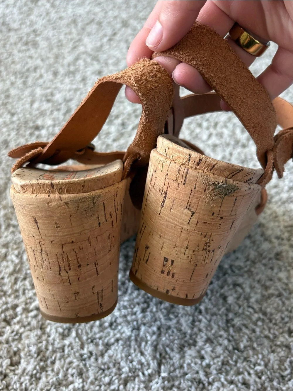 KORK-EASE Women's The Original Natural Suede Platform Wedge Sandal Size 9